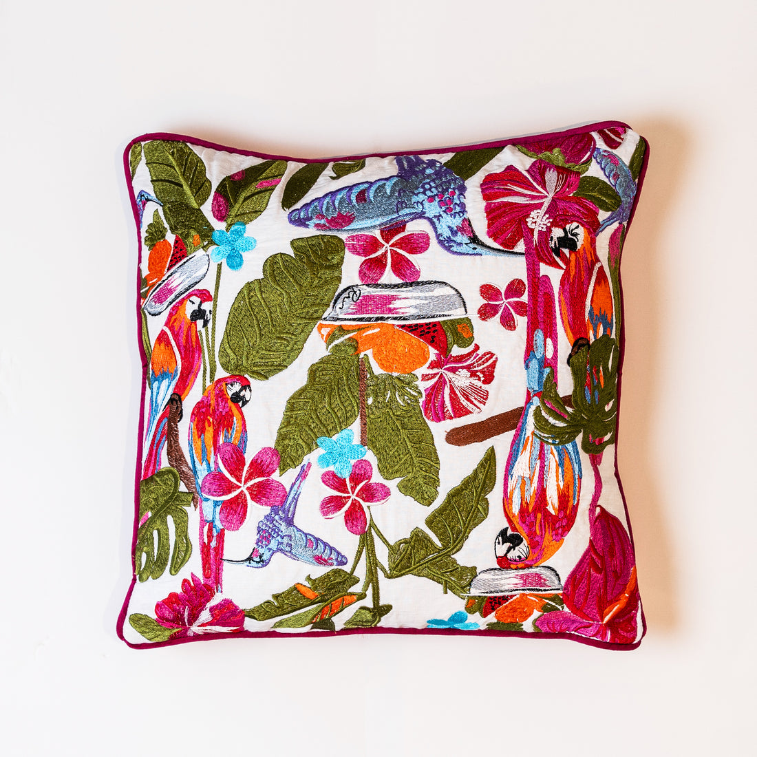 Caribbean Lovestory Embroidered Cushion Cover - Cushion