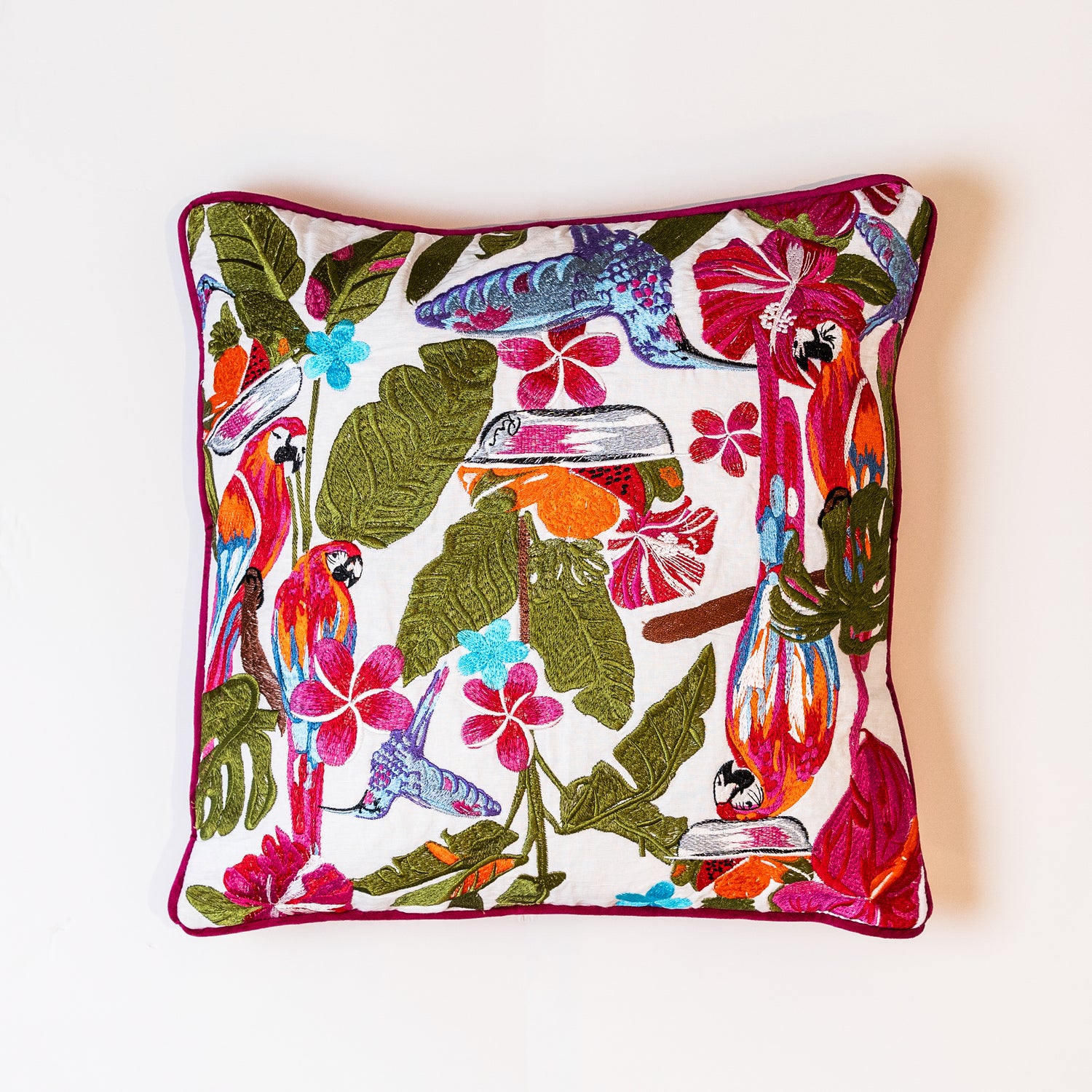 Caribbean Lovestory Embroidered Cushion Cover - Cushion