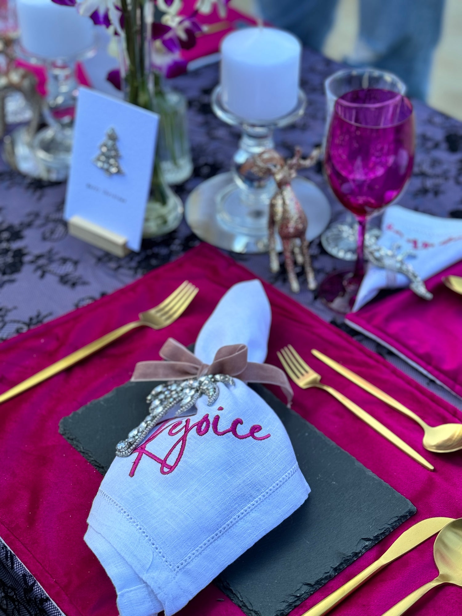Hope Christmas Embroidered Napkins &amp; Coasters - Napkins