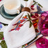 Caribbean Lovestory Embroidered Napkins - hibiscus flower, humming bird, parrot - Napkins